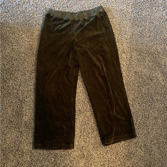 Ralph Lauren Women’s Olive Green Velvet Y2K Sweatpants Gorpcore Preppy Athletic - Picture 1 of 5
